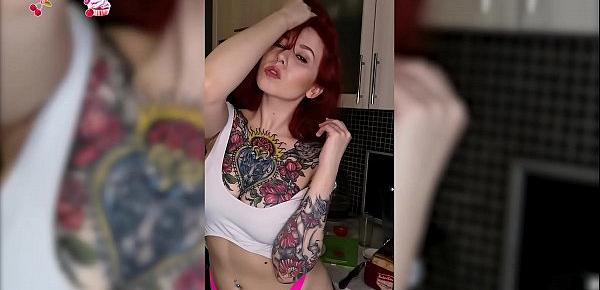  Sexy Girl in Cute Lingerie Play Pussy in Kitchen - Solo